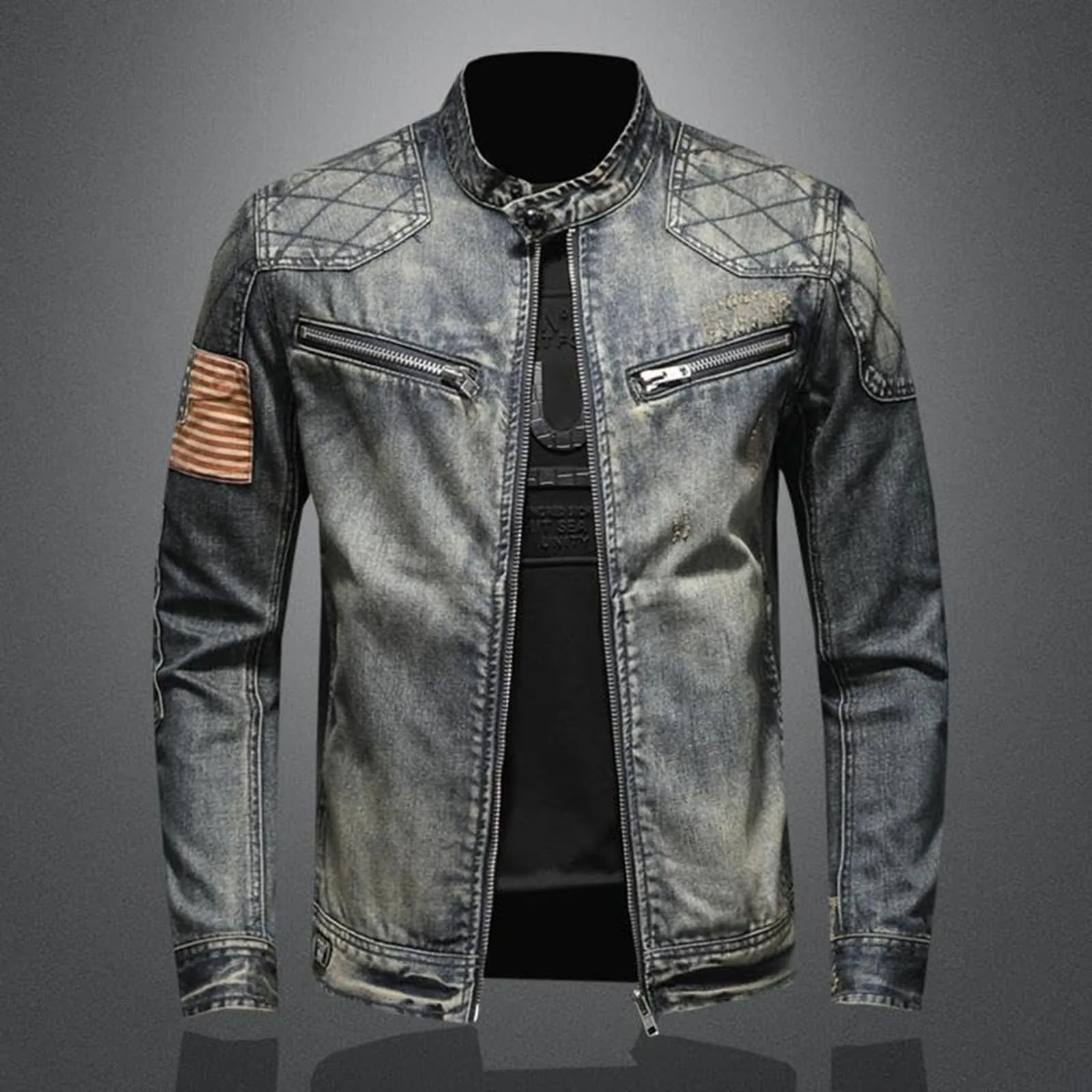 Vintage Denim Jacket With Zip  - Men'S Shoes For Jeans reseña y precio