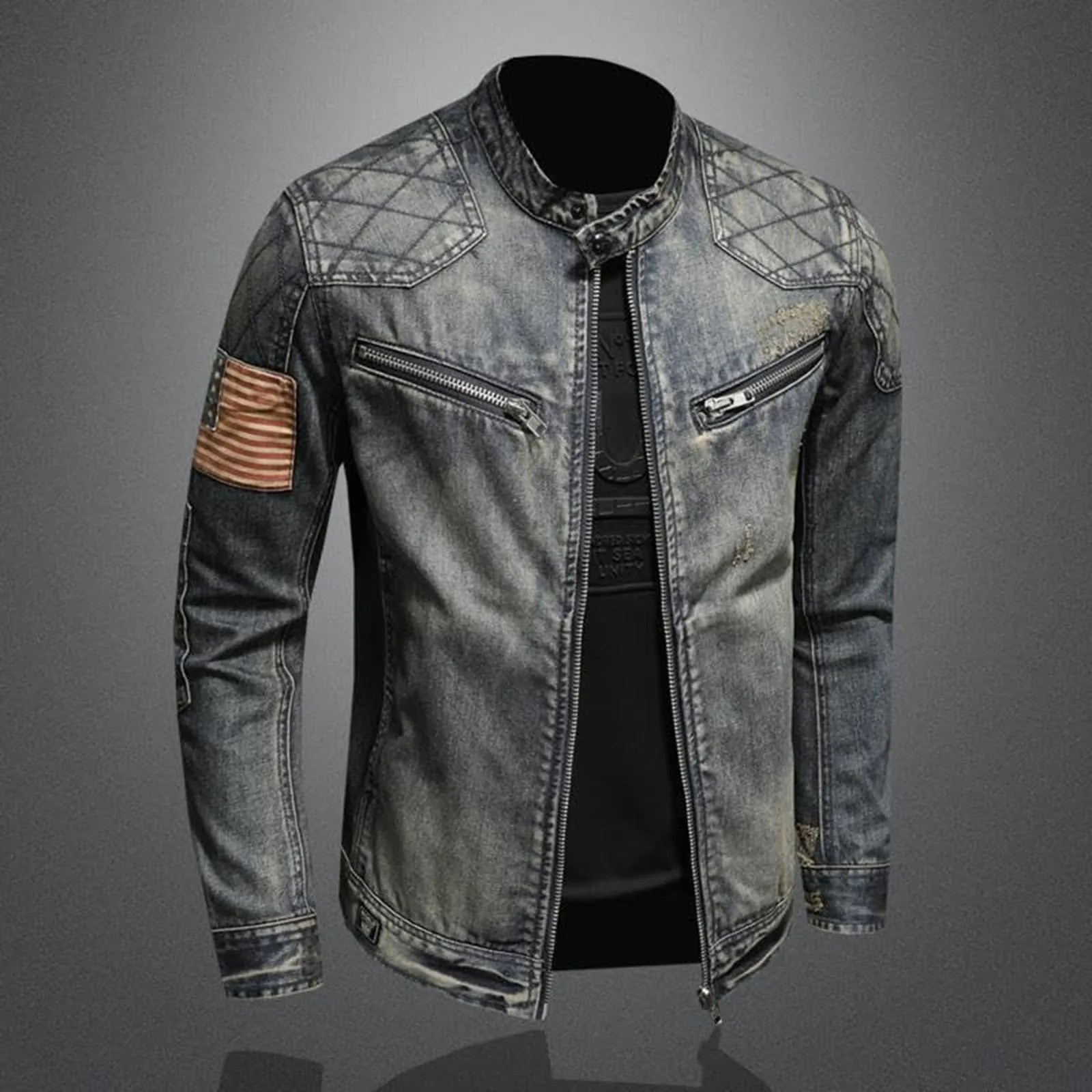Vintage Denim Jacket With Zip  - Men'S Shoes For Jeans reseña y precio