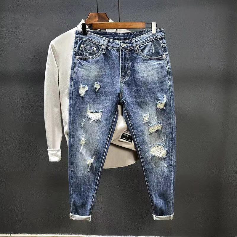 Nine-point jeans with holes fo - Men'S Shoes For Jeans reseña y precio