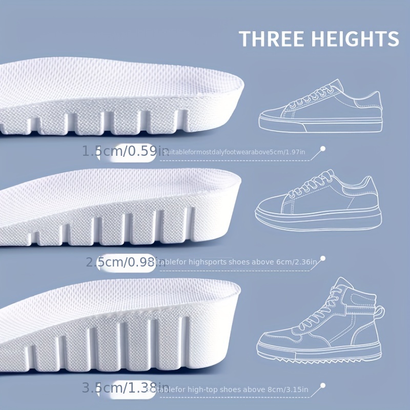1 Pair New 1.5-3.5cm White Inv - Men Shoes Size Chart reseña y precio