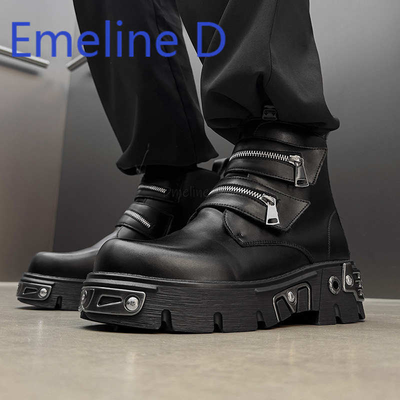 Dark Punk High Top Shoes Fashi - Men'S Shoes With Height Increase reseña y precio