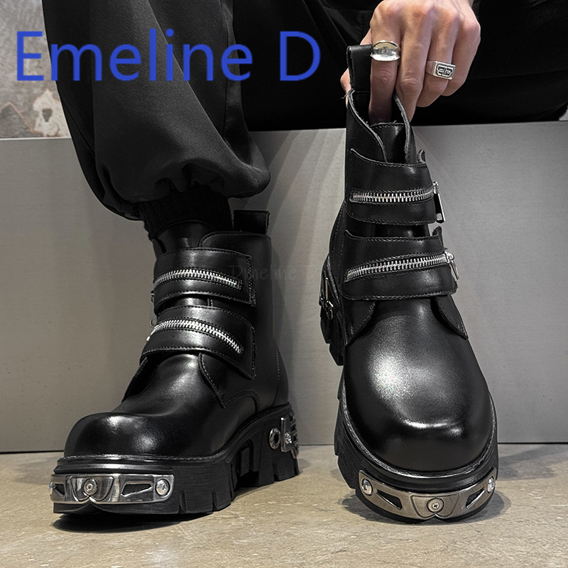Dark Punk High Top Shoes Fashi - Men'S Shoes With Height Increase reseña y precio