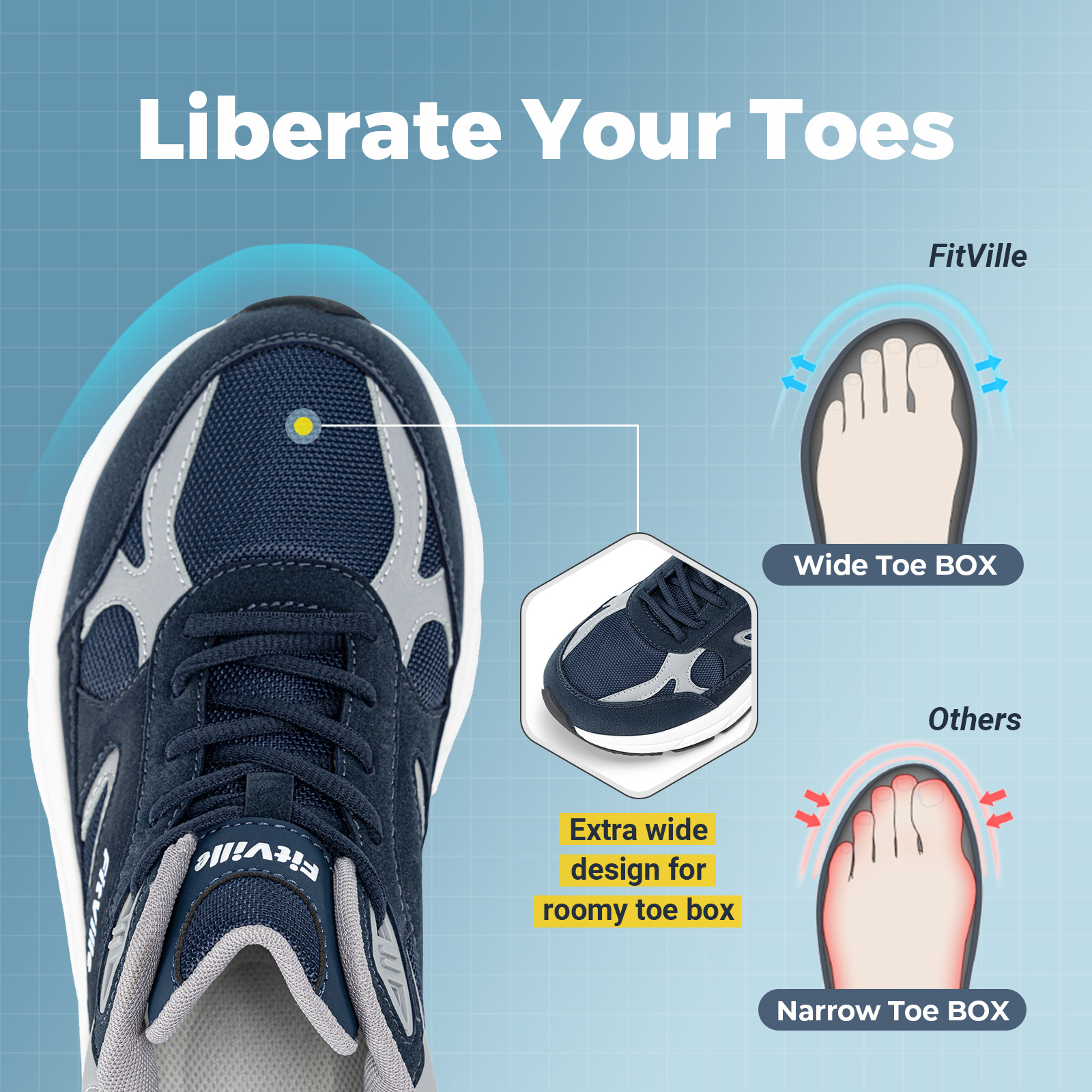 FitVille Newest Walking Shoes  - Men Shoes Size Chart reseña y precio