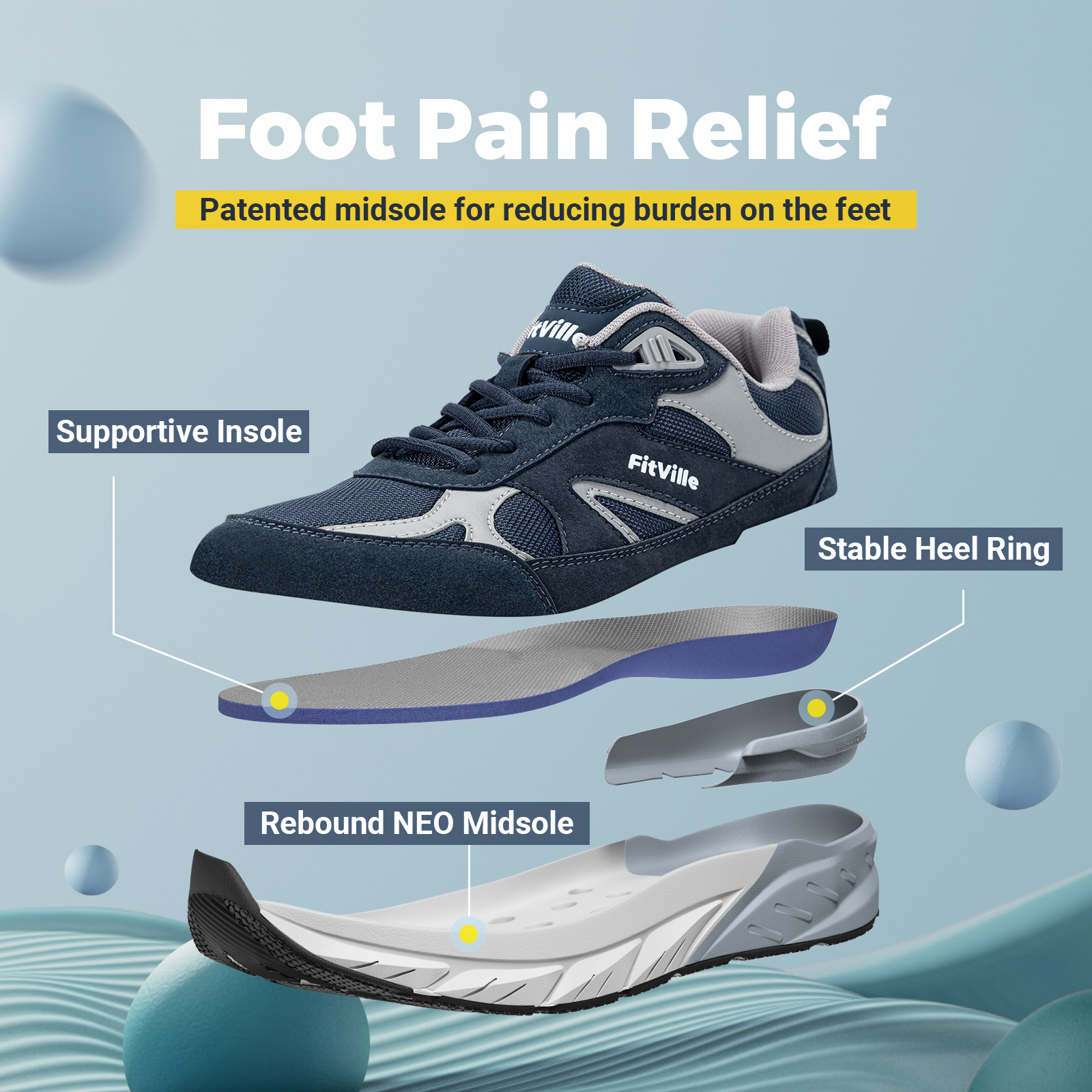 FitVille Newest Walking Shoes  - Men Shoes Size Chart reseña y precio